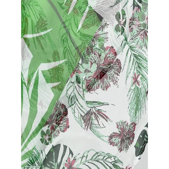 West Loop Sheer Blouse Tropical Beachy Boho Green Palms One Size - Picture 7 of 7